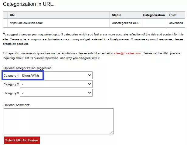 Categorization in URL