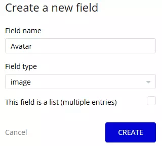 UserのFieldに「Avatar」をimage型で追加