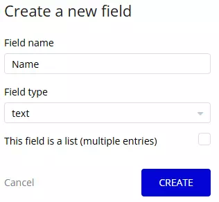 UserのFieldに「Name」をtext型で追加